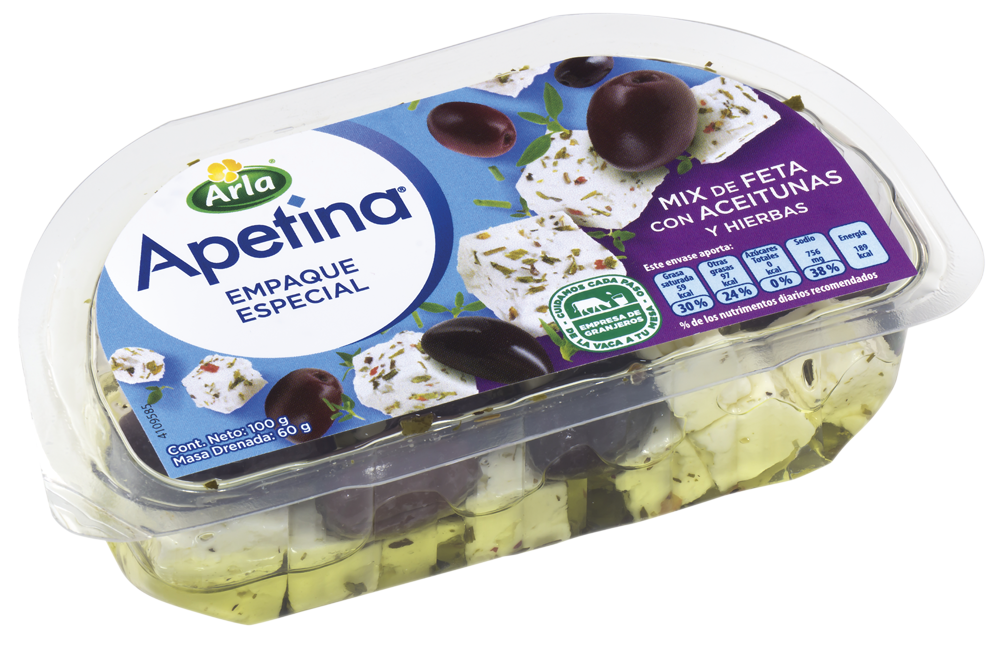 Arla Apetina® con Aceitunas Negras Snack Pack en Aceite 60